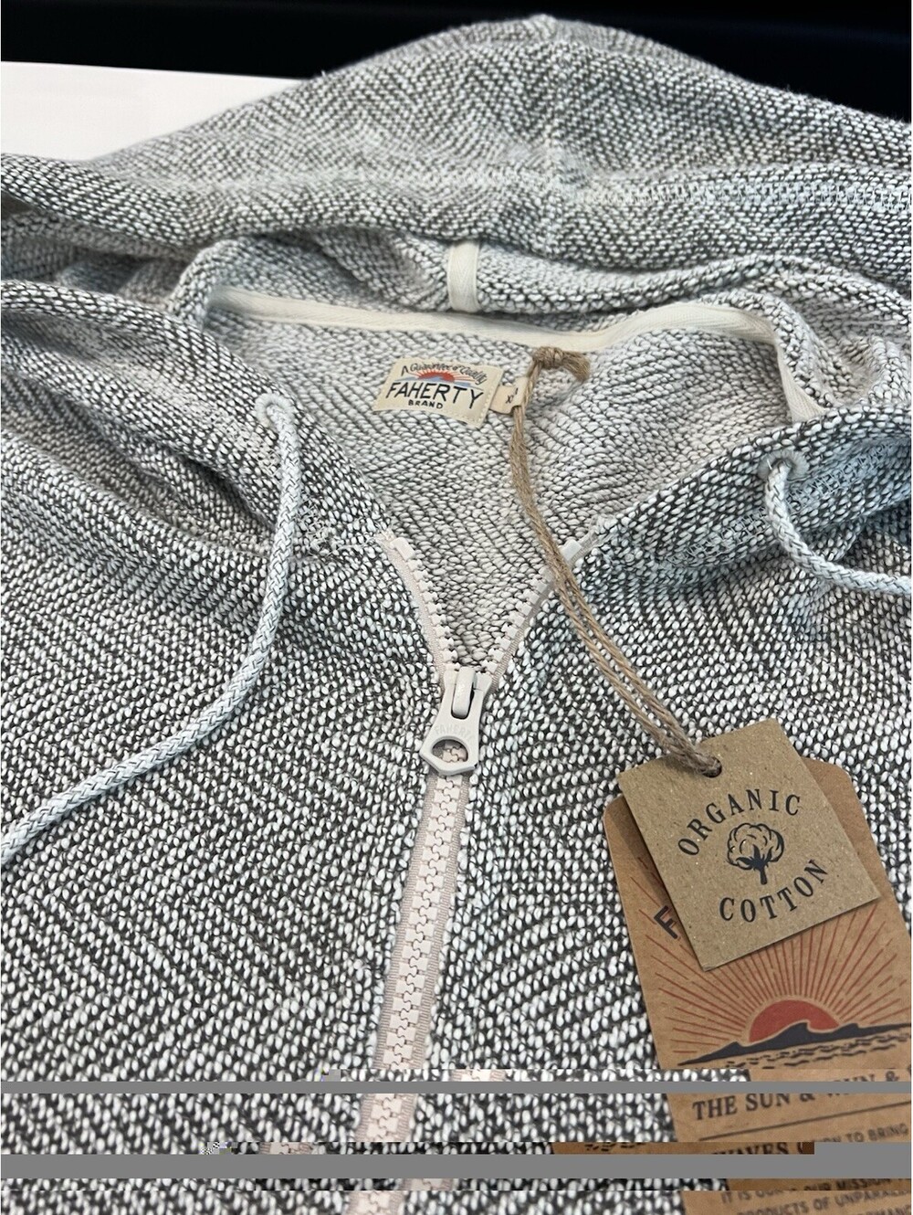 $198 FAHERTY Whitewater Full Zip Hoodie Jacket Men's XXL Grey Organic Cotton - Picture 6 of 10